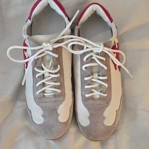 Tory Burch White and Red Sneakers